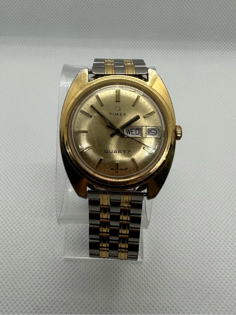 Timex A-Cell Men's Vintage 38mm Quartz Gold Watch, Running, England, 9696106678